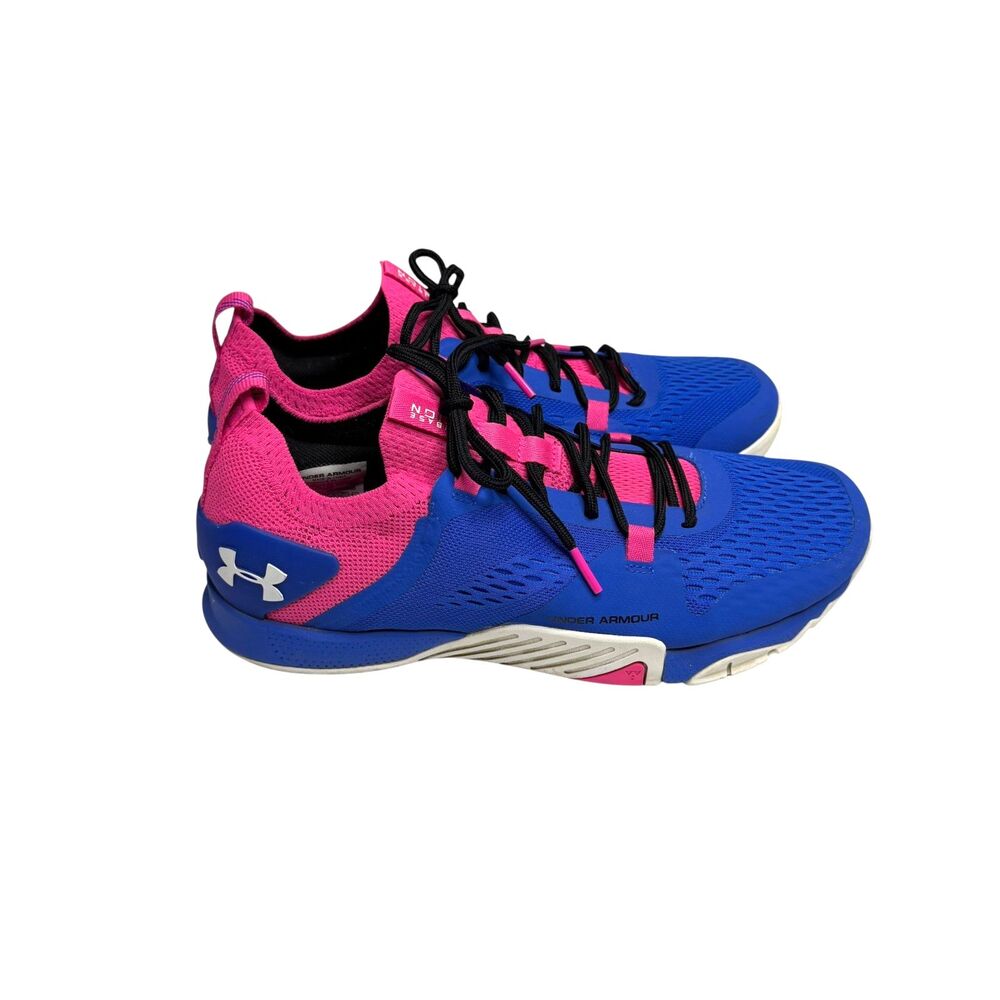 Under Armour TriBase Reign Mesh Sneaker Shoe Men Blue Pink 8.5